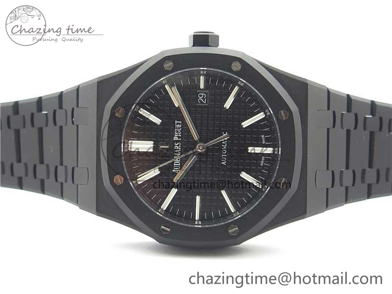 Royal Oak 41mm 15400 DLC ZF 1:1 Best Edition Black Textured Dial on SS Bracelet A3120 (Free Box)