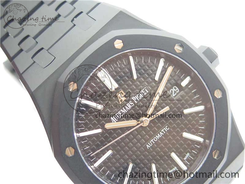Royal Oak 41mm 15400 DLC ZF 1:1 Best Edition Black Textured Dial on SS Bracelet A3120 (Free Box)