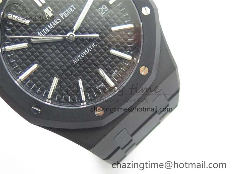 Royal Oak 41mm 15400 DLC ZF 1:1 Best Edition Black Textured Dial on SS Bracelet A3120 (Free Box)