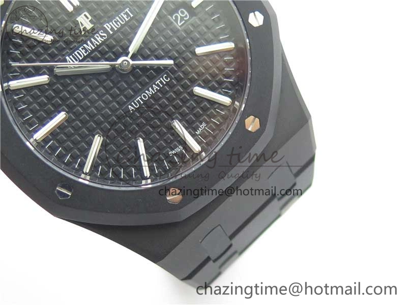 Royal Oak 41mm 15400 DLC ZF 1:1 Best Edition Black Textured Dial on SS Bracelet A3120 (Free Box)