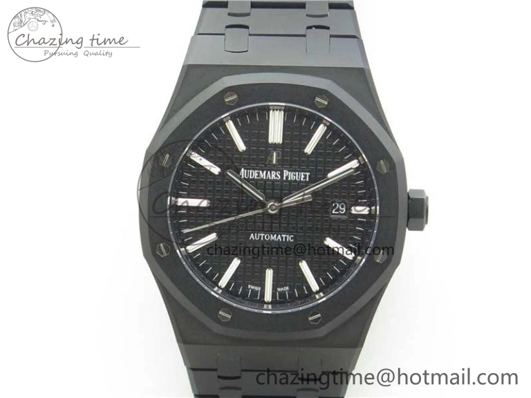 Royal Oak 41mm 15400 DLC ZF 1:1 Best Edition Black Textured Dial on SS Bracelet A3120 (Free Box)