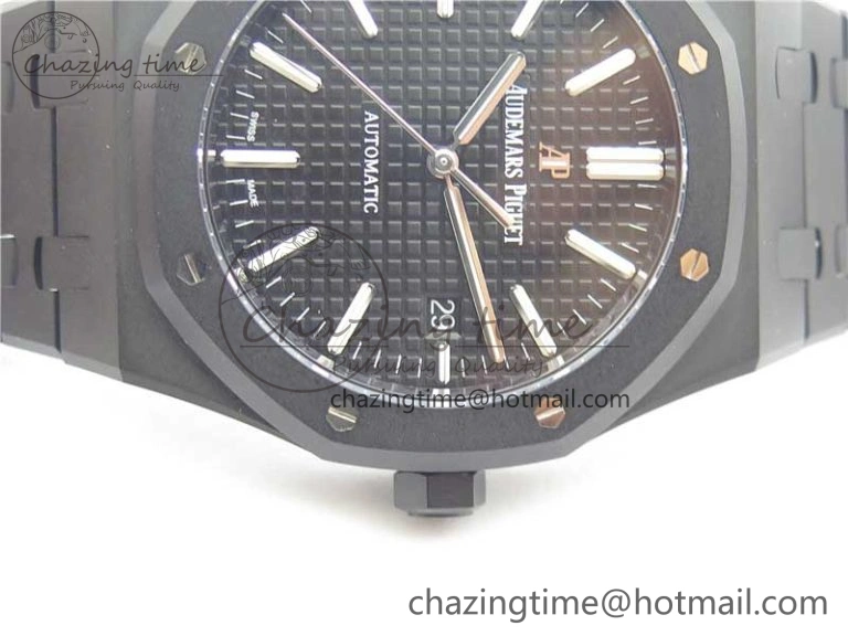 Royal Oak 41mm 15400 DLC ZF 1:1 Best Edition Black Textured Dial on SS Bracelet A3120 (Free Box)