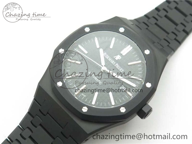Royal Oak 41mm 15400 DLC ZF 1:1 Best Edition Black Textured Dial on SS Bracelet A3120 (Free Box)