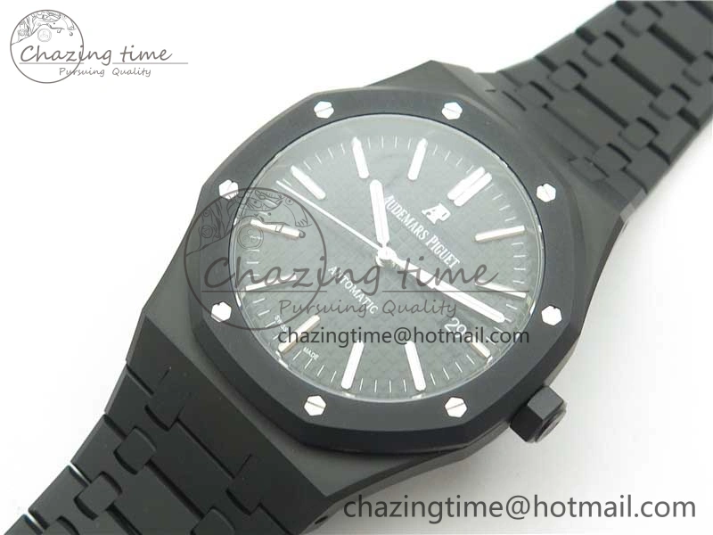 Royal Oak 41mm 15400 DLC ZF 1:1 Best Edition Black Textured Dial on SS Bracelet A3120 (Free Box)