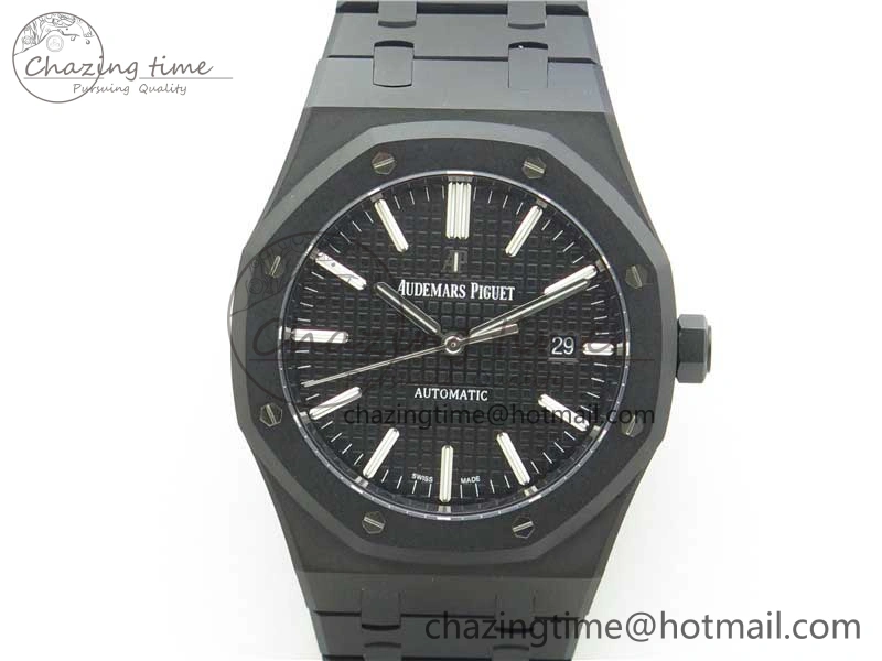 Royal Oak 41mm 15400 DLC ZF 1:1 Best Edition Black Textured Dial on SS Bracelet A3120 (Free Box)