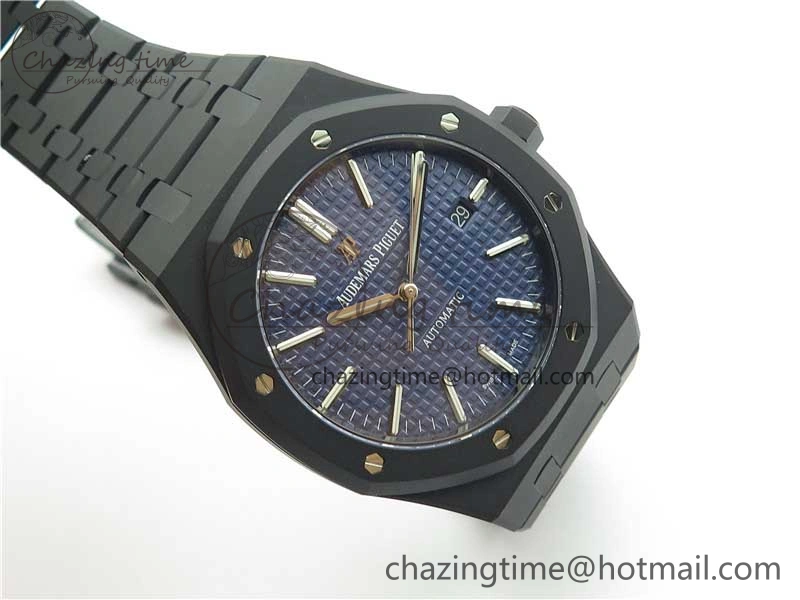 Royal Oak 41mm 15400 DLC ZF 1:1 Best Edition Blue Textured Dial on SS Bracelet A3120 (Free Box)