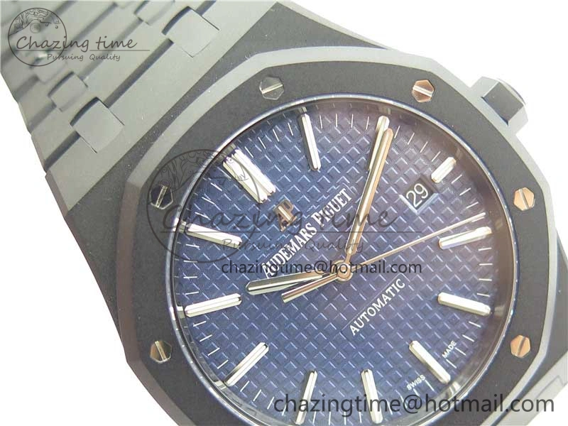 Royal Oak 41mm 15400 DLC ZF 1:1 Best Edition Blue Textured Dial on SS Bracelet A3120 (Free Box)