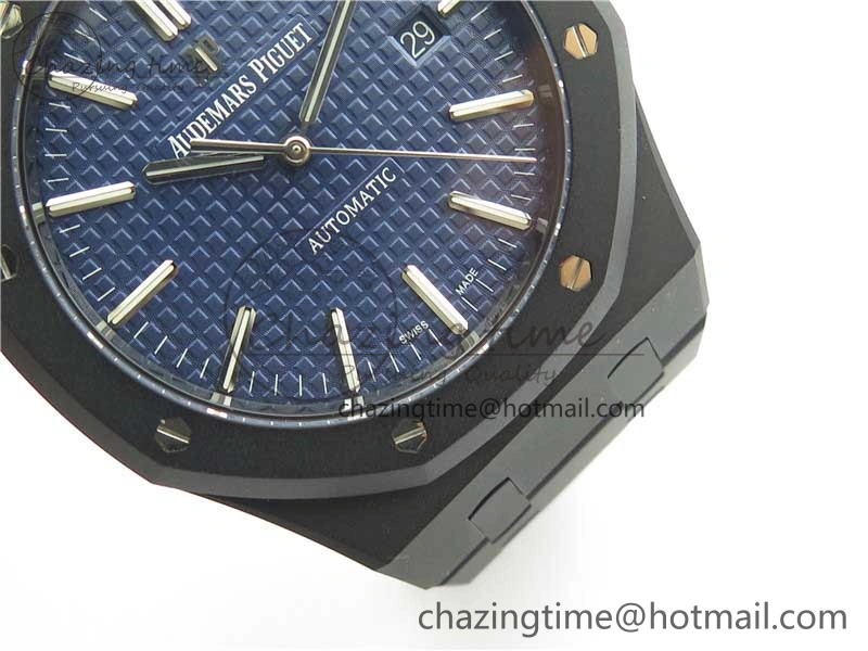 Royal Oak 41mm 15400 DLC ZF 1:1 Best Edition Blue Textured Dial on SS Bracelet A3120 (Free Box)