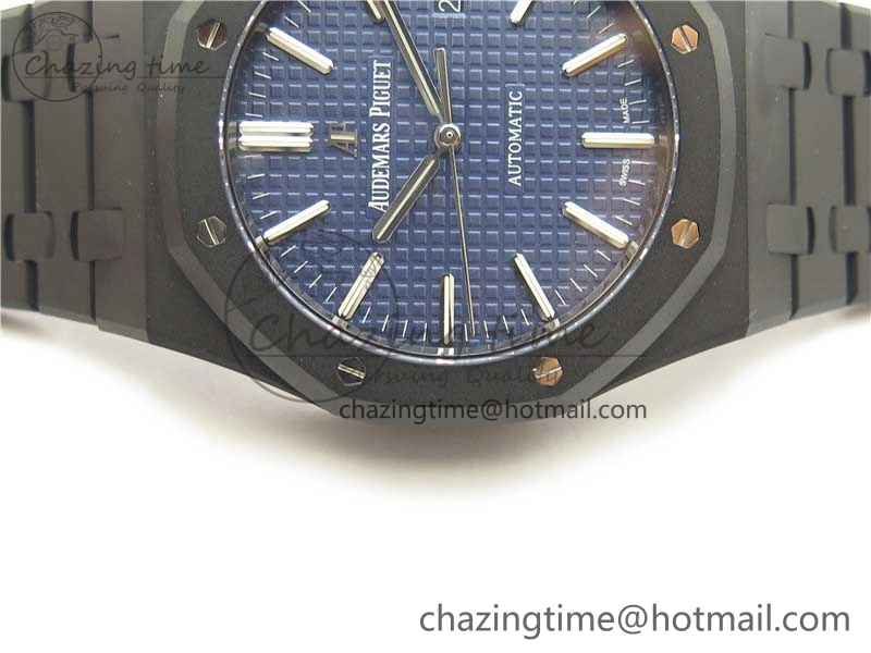 Royal Oak 41mm 15400 DLC ZF 1:1 Best Edition Blue Textured Dial on SS Bracelet A3120 (Free Box)