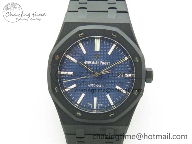 Royal Oak 41mm 15400 DLC ZF 1:1 Best Edition Blue Textured Dial on SS Bracelet A3120 (Free Box)