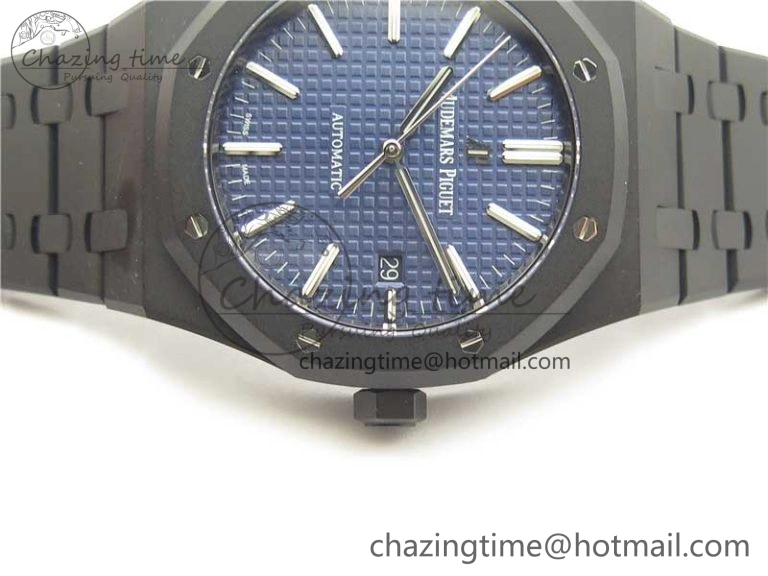 Royal Oak 41mm 15400 DLC ZF 1:1 Best Edition Blue Textured Dial on SS Bracelet A3120 (Free Box)