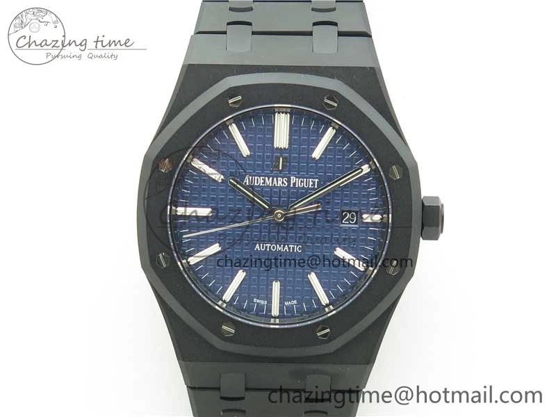 Royal Oak 41mm 15400 DLC ZF 1:1 Best Edition Blue Textured Dial on SS Bracelet A3120 (Free Box)