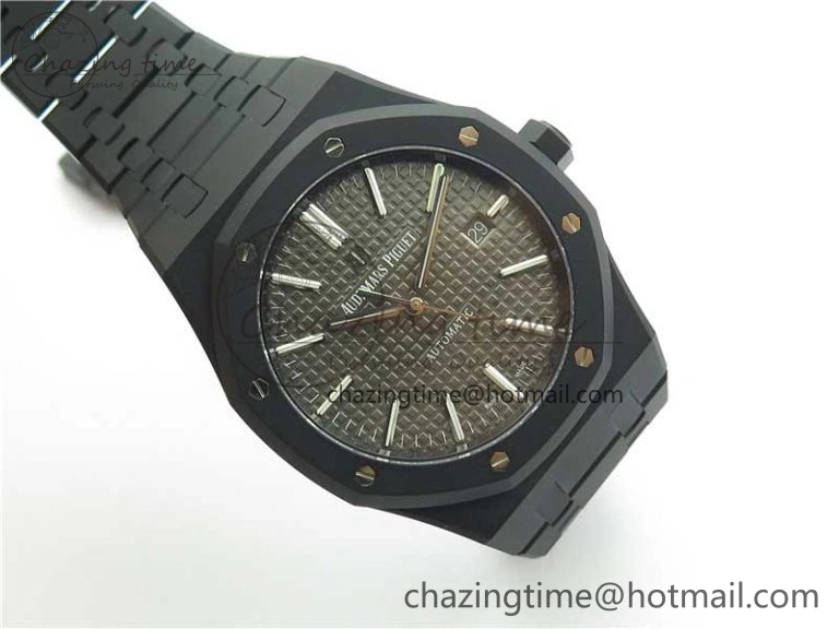 Royal Oak 41mm 15400 DLC ZF 1:1 Best Edition Gray Textured Dial on SS Bracelet A3120 (Free Box)