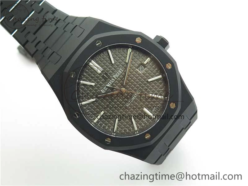 Royal Oak 41mm 15400 DLC ZF 1:1 Best Edition Gray Textured Dial on SS Bracelet A3120 (Free Box)