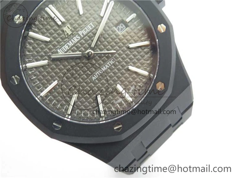 Royal Oak 41mm 15400 DLC ZF 1:1 Best Edition Gray Textured Dial on SS Bracelet A3120 (Free Box)