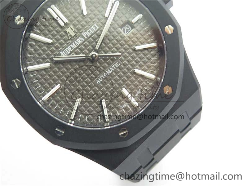 Royal Oak 41mm 15400 DLC ZF 1:1 Best Edition Gray Textured Dial on SS Bracelet A3120 (Free Box)