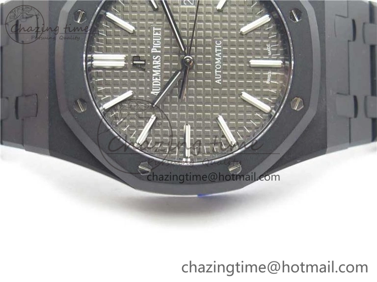 Royal Oak 41mm 15400 DLC ZF 1:1 Best Edition Gray Textured Dial on SS Bracelet A3120 (Free Box)