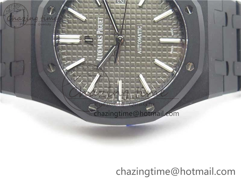 Royal Oak 41mm 15400 DLC ZF 1:1 Best Edition Gray Textured Dial on SS Bracelet A3120 (Free Box)