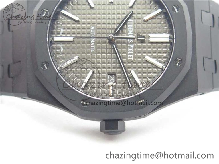 Royal Oak 41mm 15400 DLC ZF 1:1 Best Edition Gray Textured Dial on SS Bracelet A3120 (Free Box)