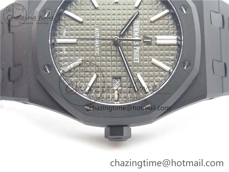 Royal Oak 41mm 15400 DLC ZF 1:1 Best Edition Gray Textured Dial on SS Bracelet A3120 (Free Box)