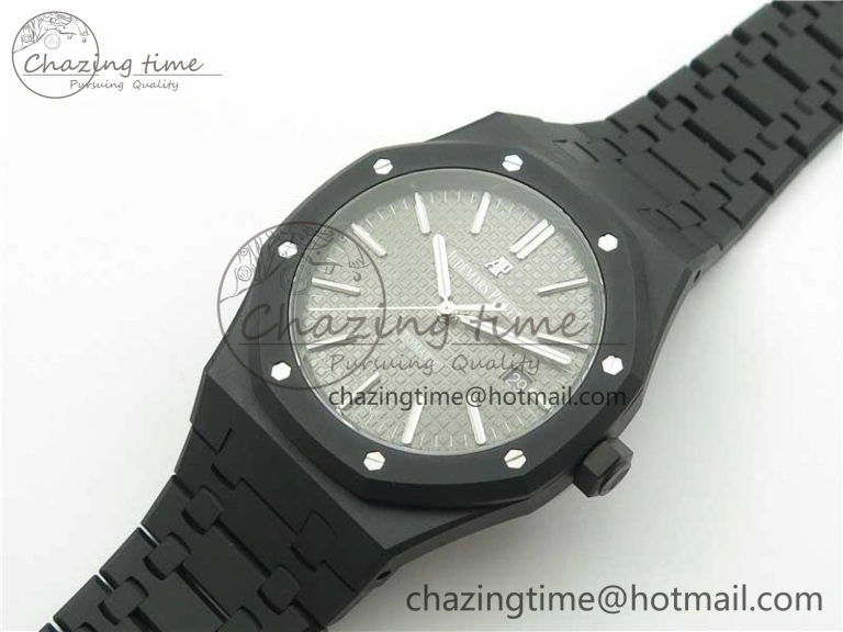 Royal Oak 41mm 15400 DLC ZF 1:1 Best Edition Gray Textured Dial on SS Bracelet A3120 (Free Box)
