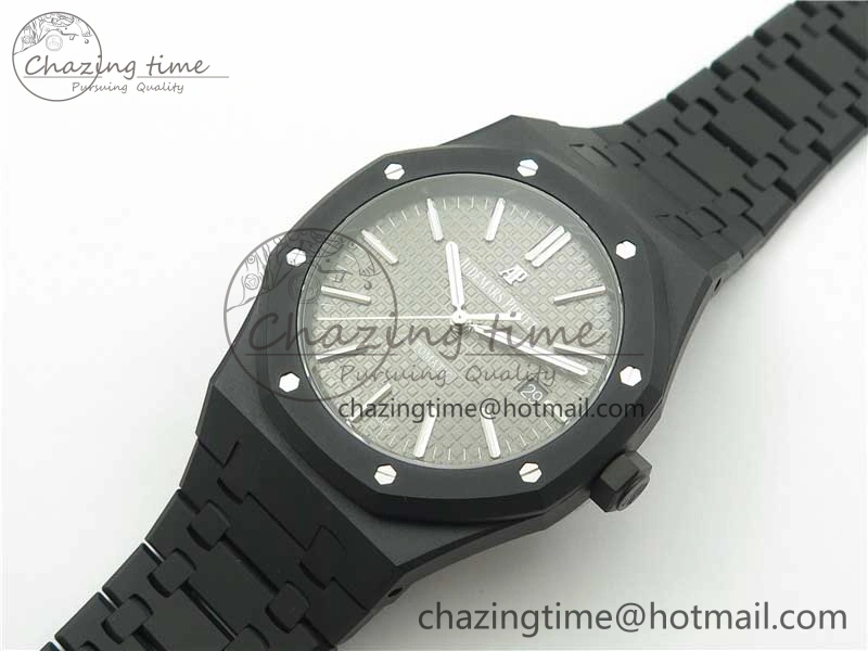 Royal Oak 41mm 15400 DLC ZF 1:1 Best Edition Gray Textured Dial on SS Bracelet A3120 (Free Box)