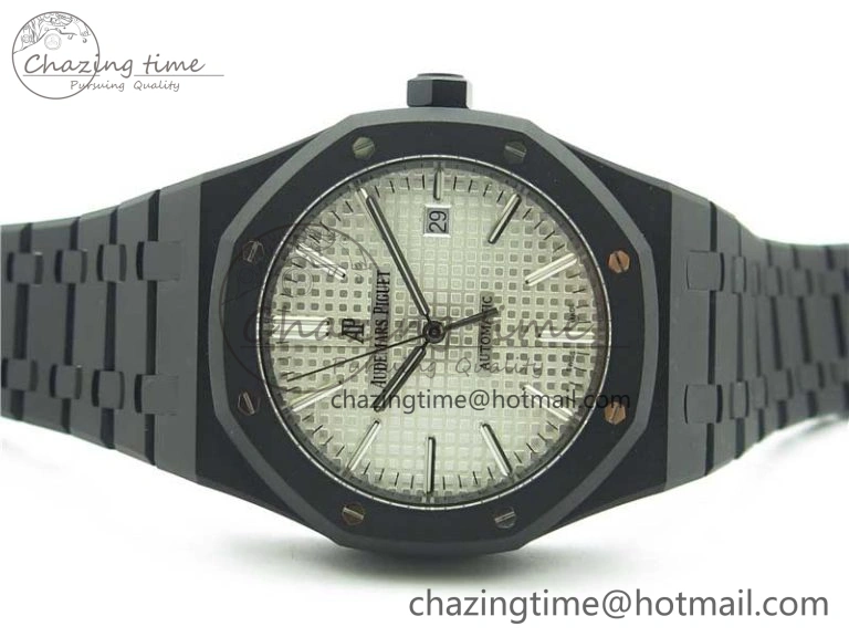 Royal Oak 41mm 15400 DLC ZF 1:1 Best Edition White Textured Dial on SS Bracelet A3120 (Free Box)