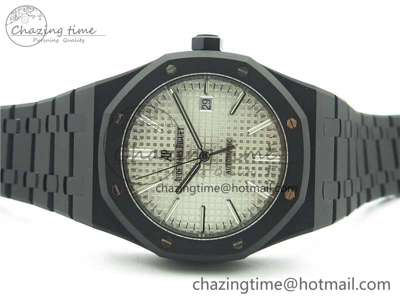 Royal Oak 41mm 15400 DLC ZF 1:1 Best Edition White Textured Dial on SS Bracelet A3120 (Free Box)