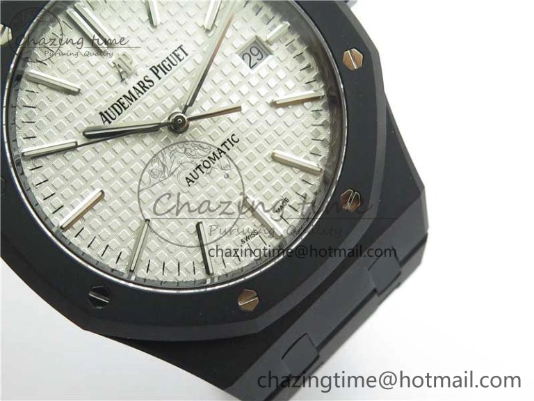 Royal Oak 41mm 15400 DLC ZF 1:1 Best Edition White Textured Dial on SS Bracelet A3120 (Free Box)
