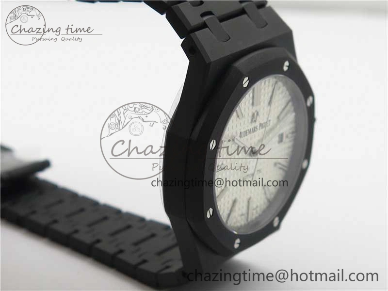Royal Oak 41mm 15400 DLC ZF 1:1 Best Edition White Textured Dial on SS Bracelet A3120 (Free Box)