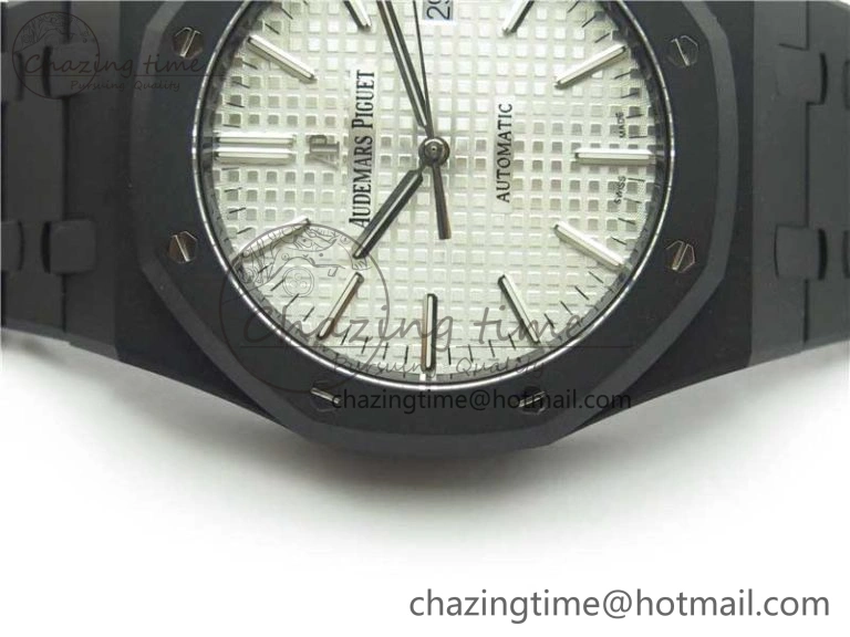 Royal Oak 41mm 15400 DLC ZF 1:1 Best Edition White Textured Dial on SS Bracelet A3120 (Free Box)
