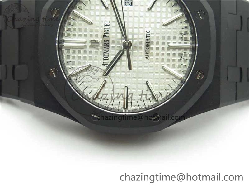 Royal Oak 41mm 15400 DLC ZF 1:1 Best Edition White Textured Dial on SS Bracelet A3120 (Free Box)