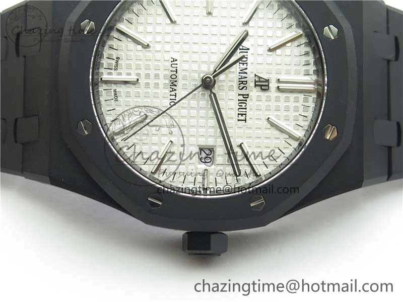 Royal Oak 41mm 15400 DLC ZF 1:1 Best Edition White Textured Dial on SS Bracelet A3120 (Free Box)