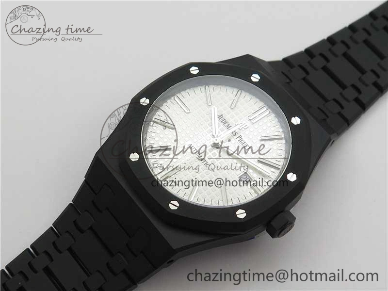 Royal Oak 41mm 15400 DLC ZF 1:1 Best Edition White Textured Dial on SS Bracelet A3120 (Free Box)