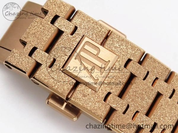 Royal Oak 41mm 15400 Frosted RG IPF 1:1 Best Edition White Textured Dial on RG Bracelet SA3120 Super Clone