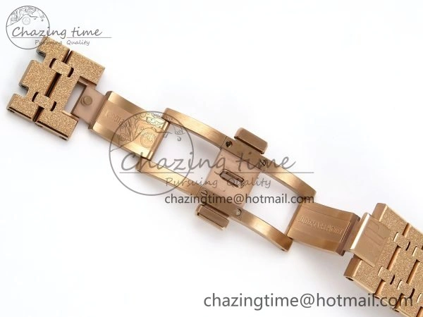 Royal Oak 41mm 15400 Frosted RG IPF 1:1 Best Edition White Textured Dial on RG Bracelet SA3120 Super Clone
