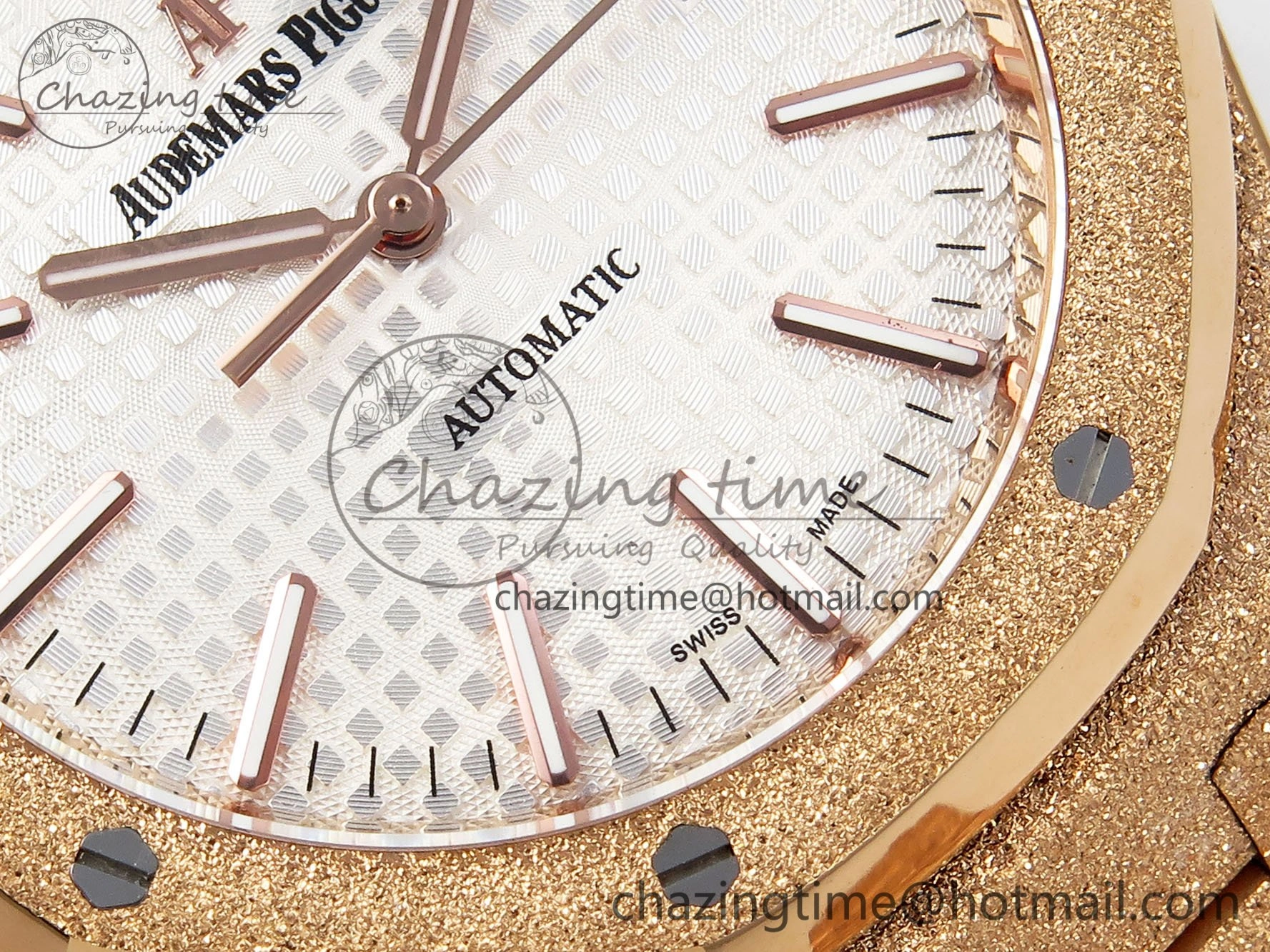 Royal Oak 41mm 15400 Frosted RG IPF 1:1 Best Edition White Textured Dial on RG Bracelet SA3120 Super Clone