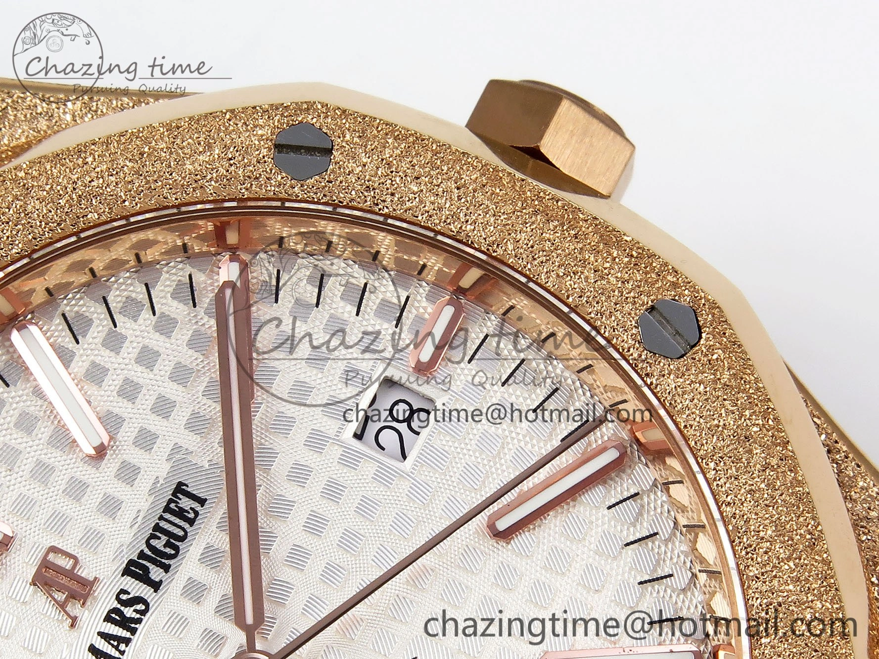 Royal Oak 41mm 15400 Frosted RG IPF 1:1 Best Edition White Textured Dial on RG Bracelet SA3120 Super Clone