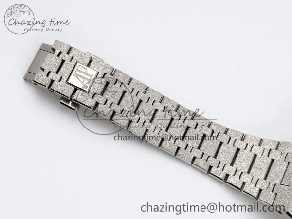 Royal Oak 41mm 15400 Frosted SS IPF 1:1 Best Edition Blue Textured Dial on SS Bracelet SA3120 Super Clone