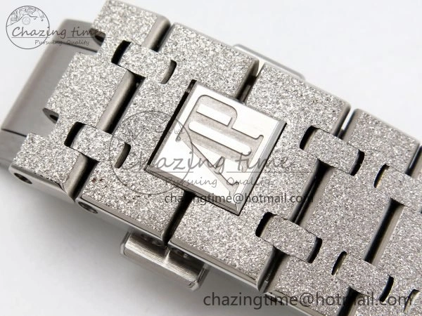 Royal Oak 41mm 15400 Frosted SS IPF 1:1 Best Edition Blue Textured Dial on SS Bracelet SA3120 Super Clone