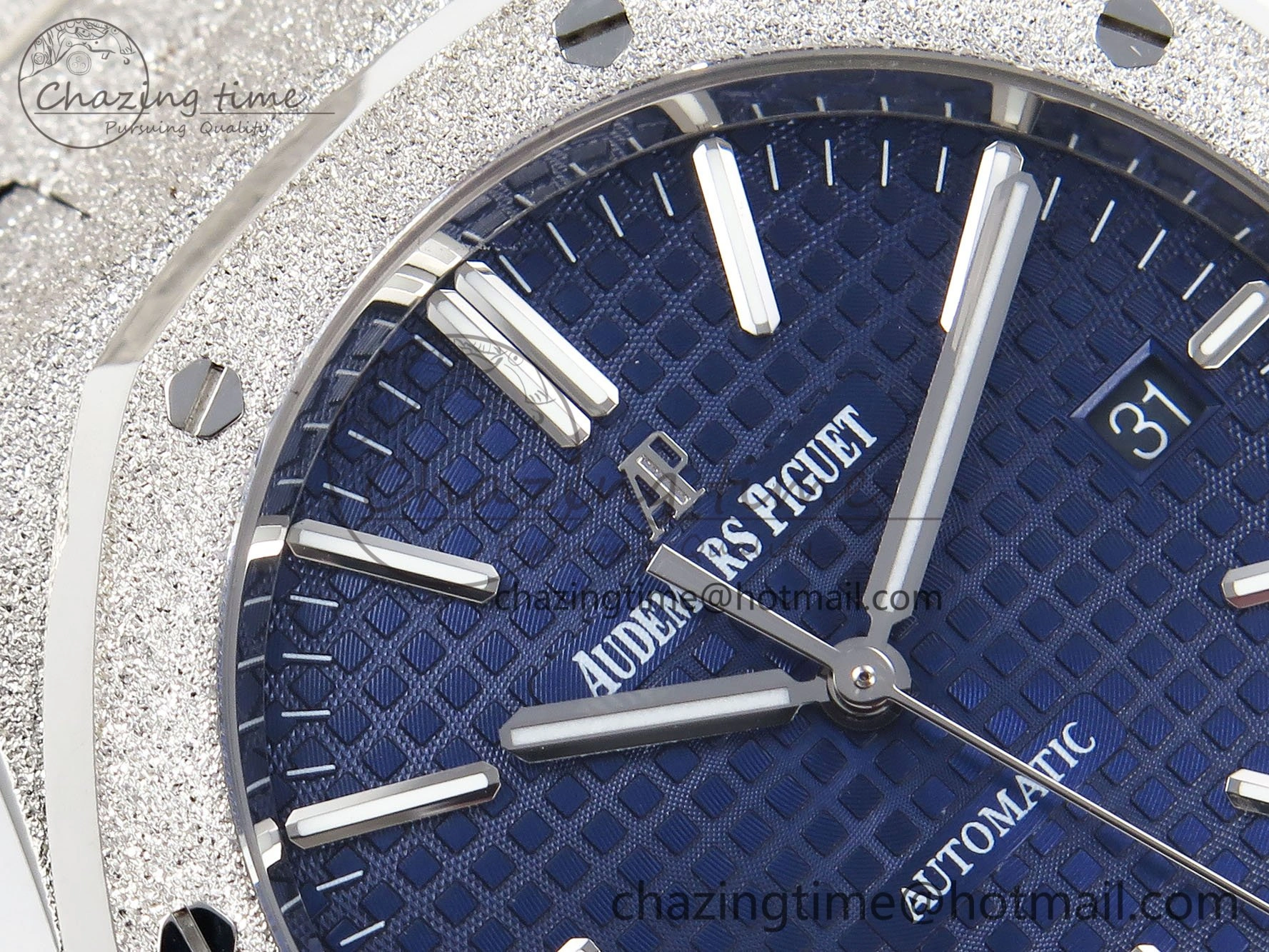 Royal Oak 41mm 15400 Frosted SS IPF 1:1 Best Edition Blue Textured Dial on SS Bracelet SA3120 Super Clone