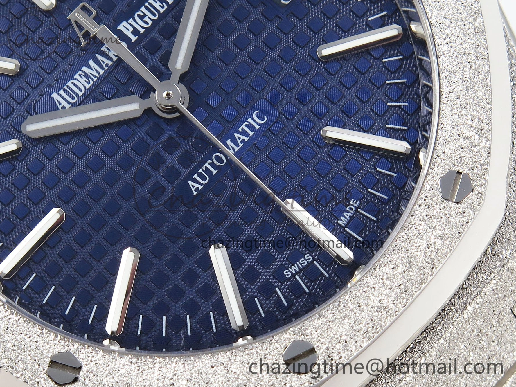 Royal Oak 41mm 15400 Frosted SS IPF 1:1 Best Edition Blue Textured Dial on SS Bracelet SA3120 Super Clone