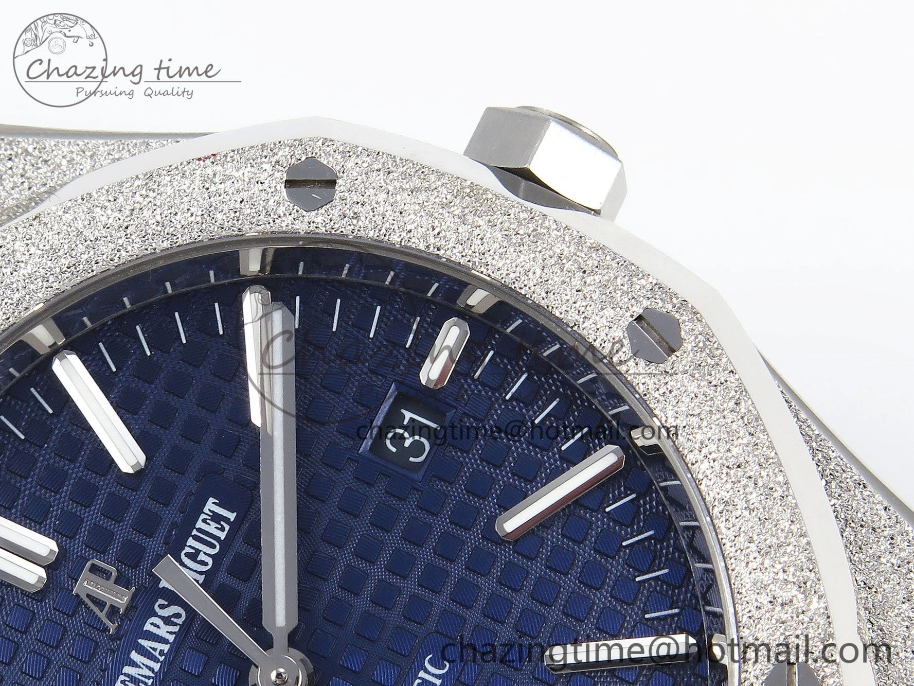 Royal Oak 41mm 15400 Frosted SS IPF 1:1 Best Edition Blue Textured Dial on SS Bracelet SA3120 Super Clone