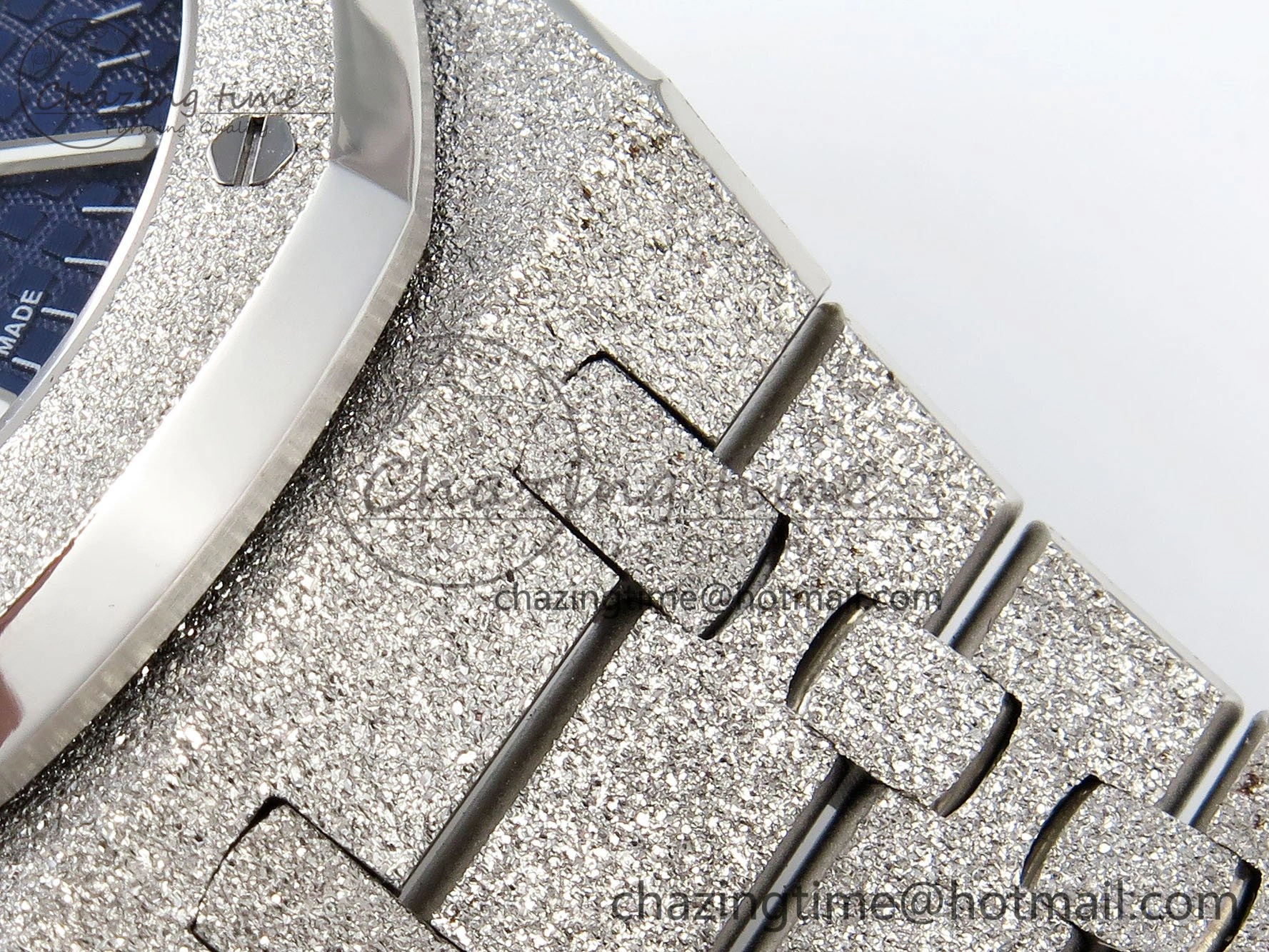 Royal Oak 41mm 15400 Frosted SS IPF 1:1 Best Edition Blue Textured Dial on SS Bracelet SA3120 Super Clone