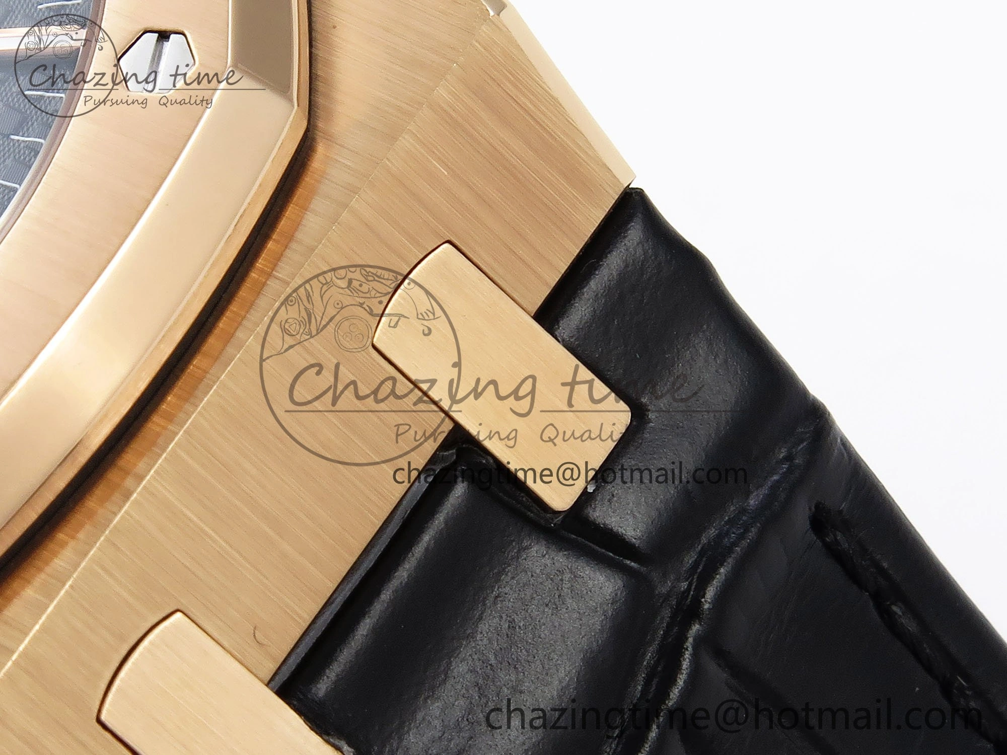 Royal Oak 41mm 15400 RG APSF 1:1 Best Edition Black Textured Dial on Black Leather Strap SA3120 Super Clone V3