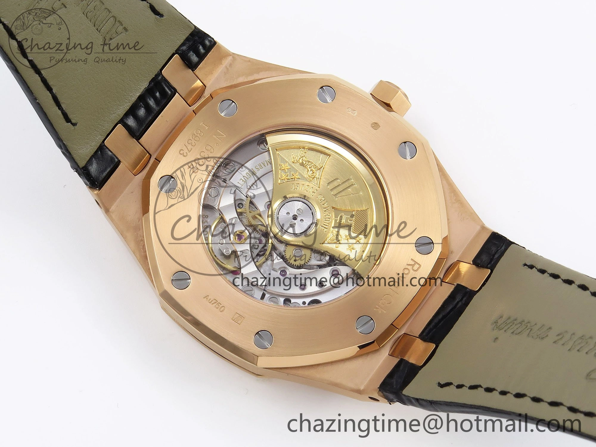 Royal Oak 41mm 15400 RG APSF 1:1 Best Edition Black Textured Dial on Black Leather Strap SA3120 Super Clone V3