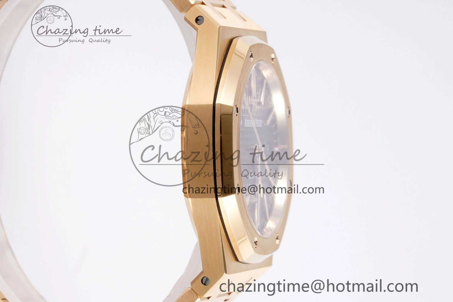 Royal Oak 41mm 15400 RG APSF 1:1 Best Edition Black Textured Dial on RG Bracelet SA3120 Super Clone V3