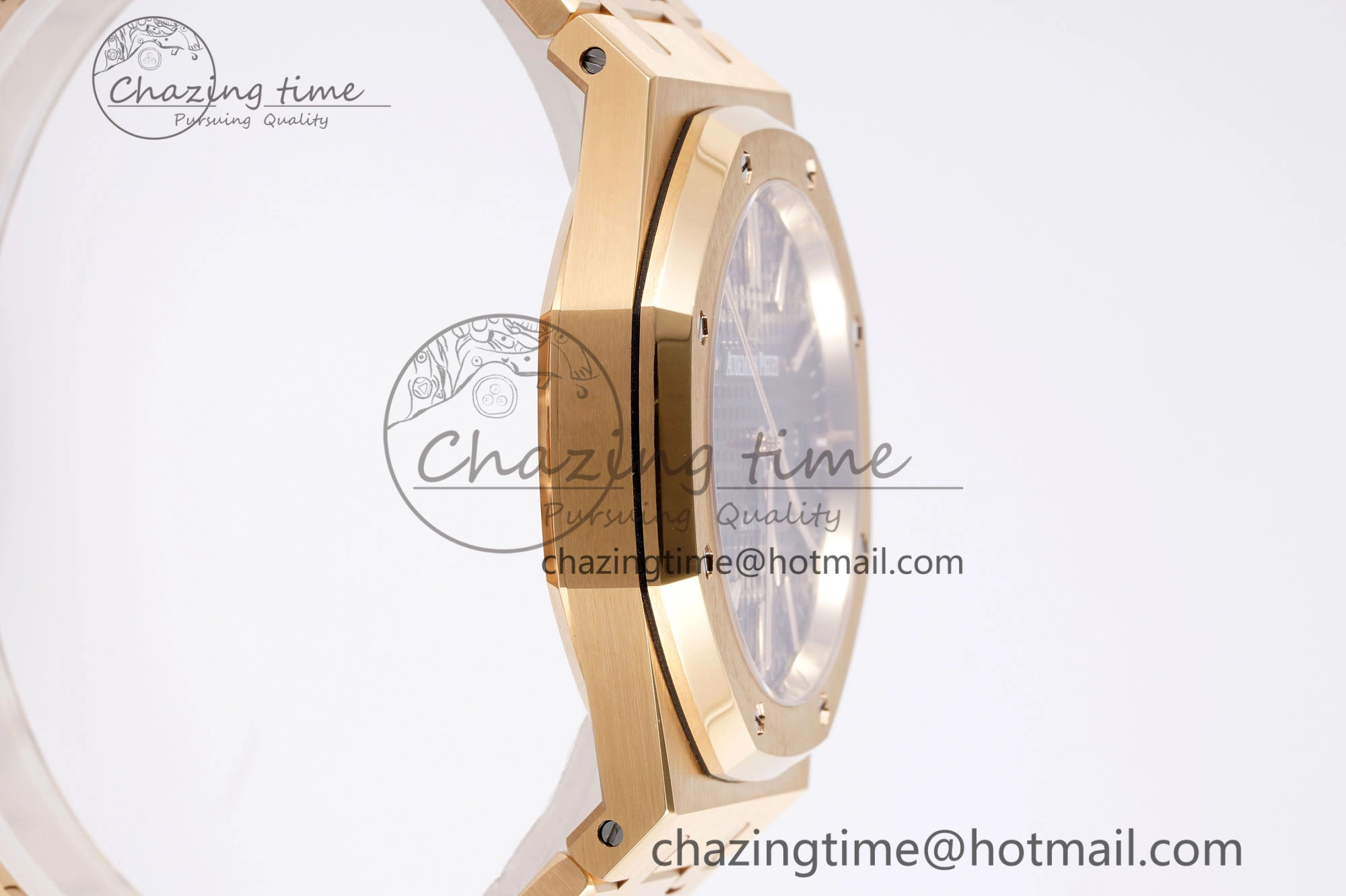 Royal Oak 41mm 15400 RG APSF 1:1 Best Edition Black Textured Dial on RG Bracelet SA3120 Super Clone V3