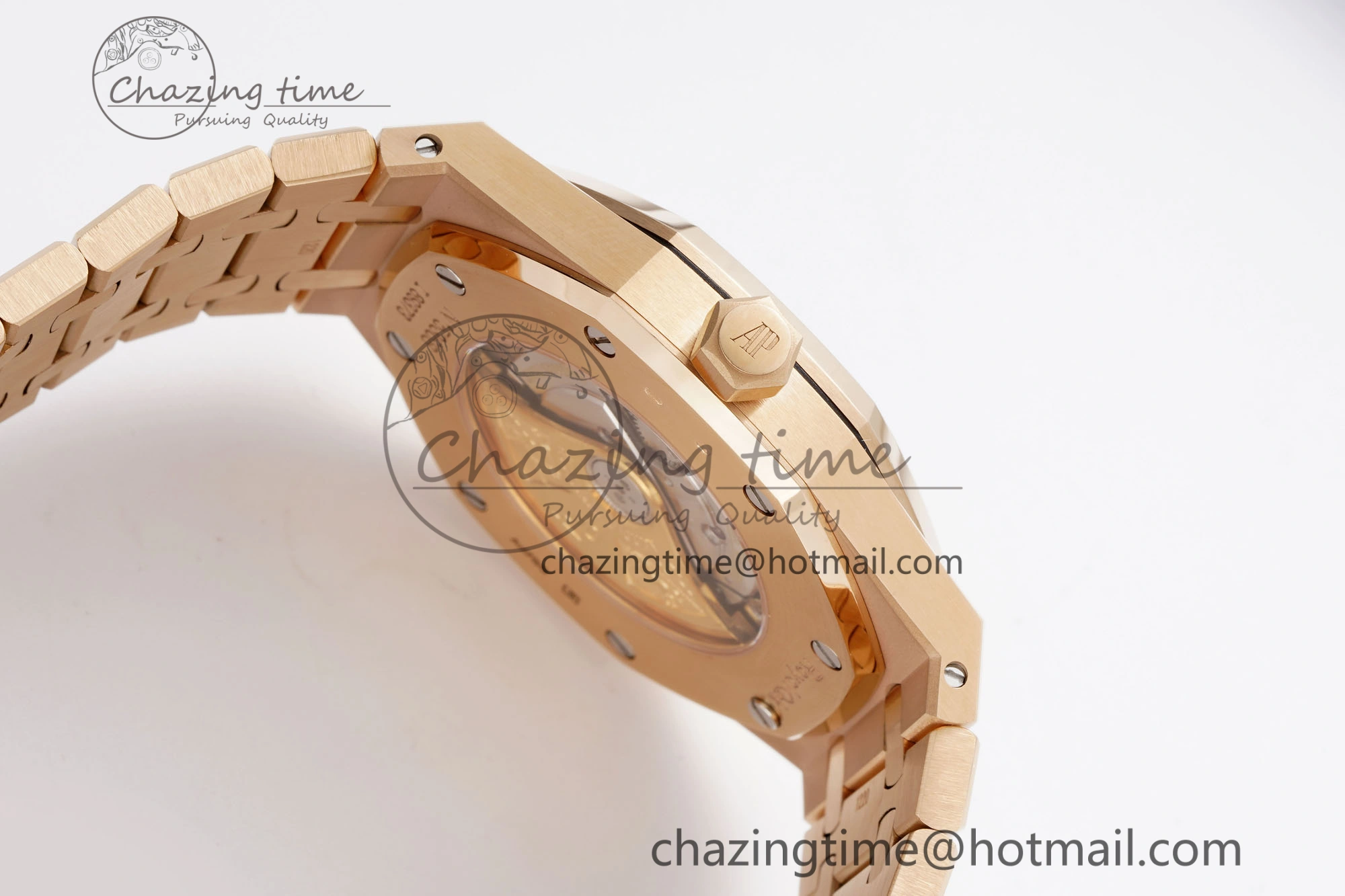 Royal Oak 41mm 15400 RG APSF 1:1 Best Edition Black Textured Dial on RG Bracelet SA3120 Super Clone V3