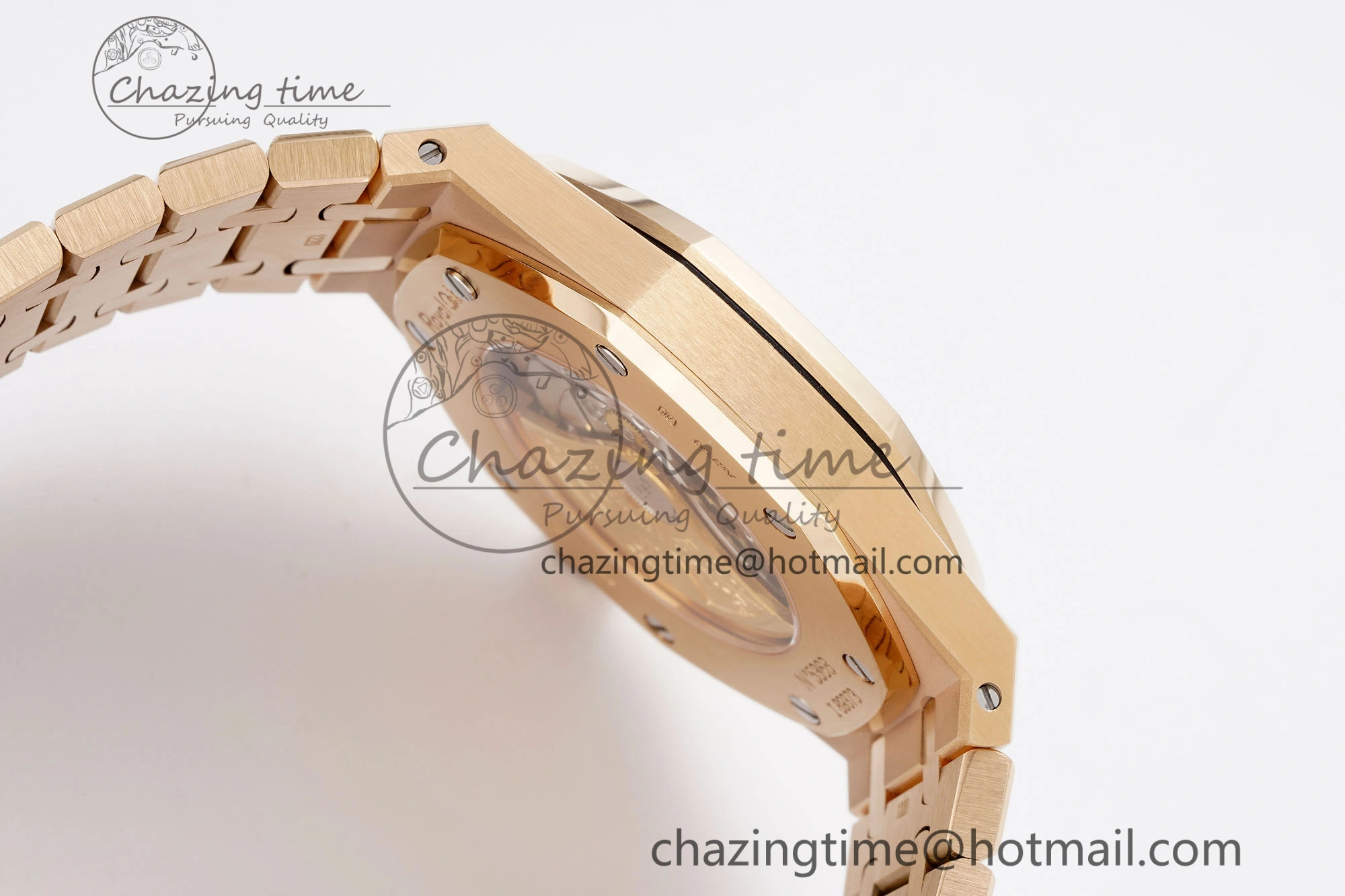 Royal Oak 41mm 15400 RG APSF 1:1 Best Edition Black Textured Dial on RG Bracelet SA3120 Super Clone V3